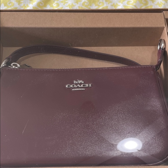 Coach Maroon Shoulder Bag & Adorable Matching Mini Bag Charm Keychain NWT w/box! - Picture 3 of 9